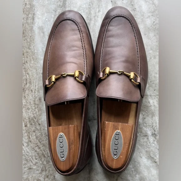 GUCCI JORDAAN Horsebit Leather Loafer Brown 7 / 7.5 US $1050 1953 Brixton - Picture 9 of 11